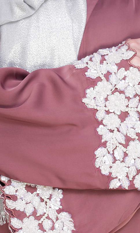 Dreamy Pearl Flamingo Pink Dubai Style Abaya