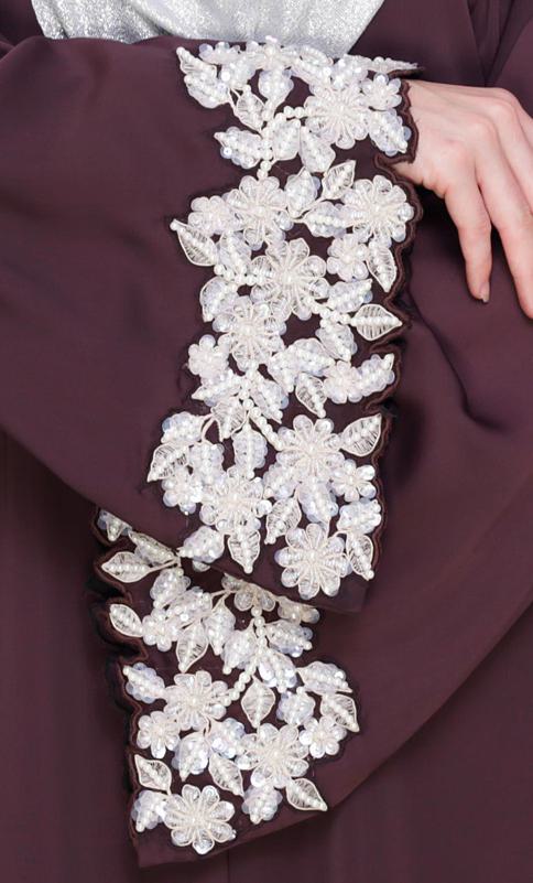 Dreamy Pearl Tyrian Purple Dubai Style Abaya