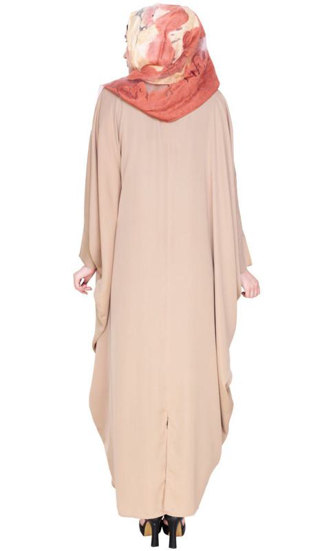 Dual Shade Floral Embroidered Beige Kaftan (Made-To-Order)