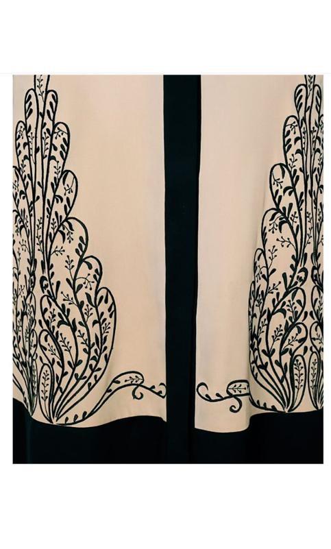 Eden Dubai Style Beige And Black Embroidered Abaya