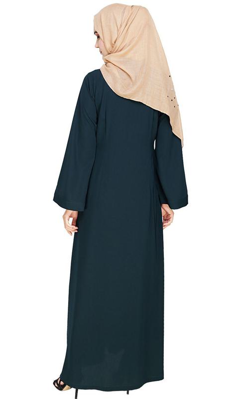 Elegant Green Embroidered Abaya (Made-To-Order)