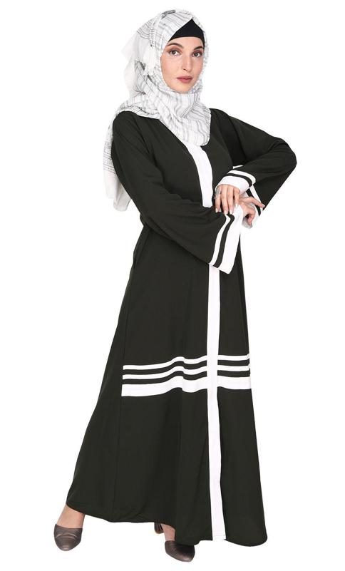 Elementary Olive and White Abaya (Made-To-Order)