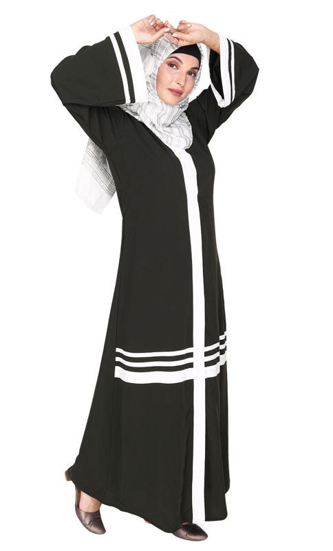 Elementary Olive and White Abaya (Made-To-Order)