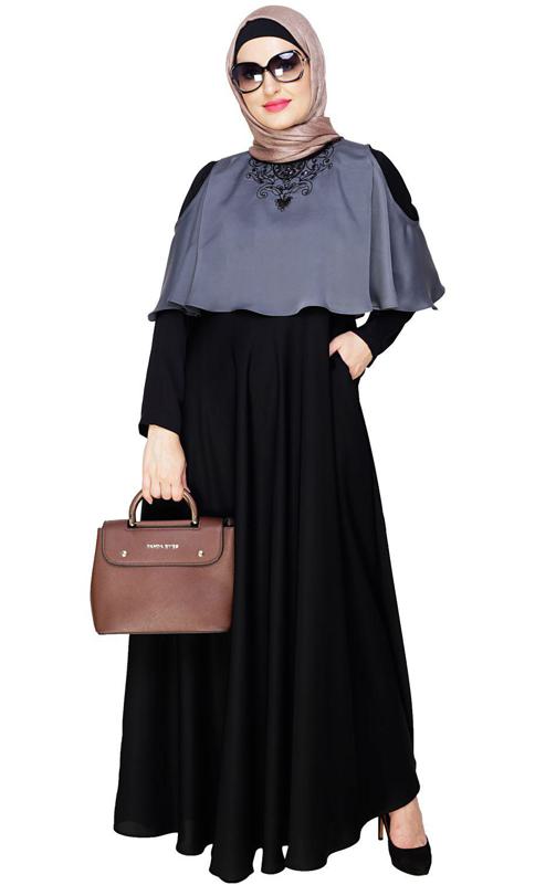 Elite Grey Cape Abaya