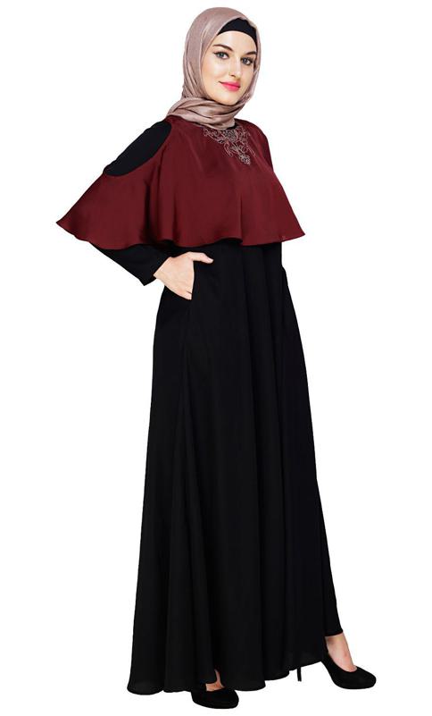 Elite Wine Cape Abaya (Made-To-Order)