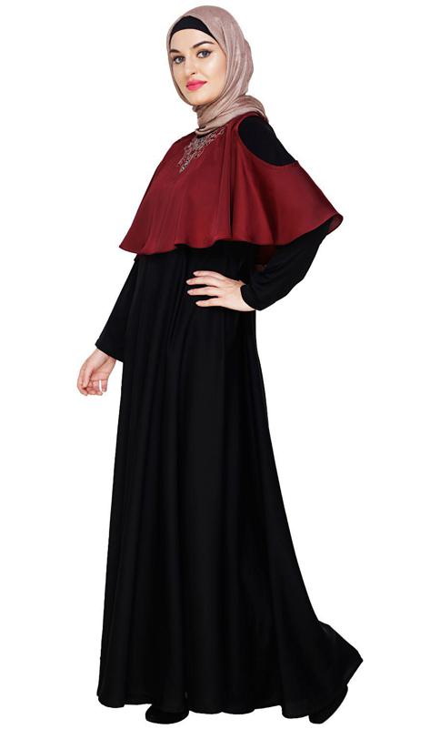 Elite Wine Cape Abaya (Made-To-Order)