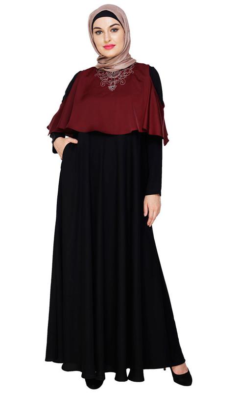 Elite Wine Cape Abaya (Made-To-Order)