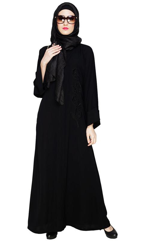 Exclusive Black Applique Dubai Style Abaya
