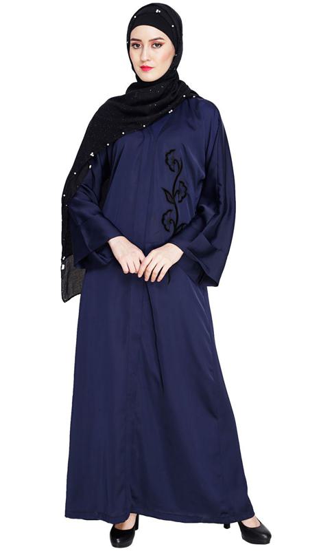 Exclusive Blue Applique Dubai Style Abaya (Made-To-Order)