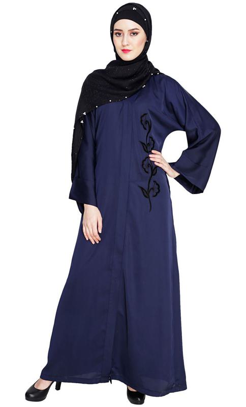 Exclusive Blue Applique Dubai Style Abaya (Made-To-Order)