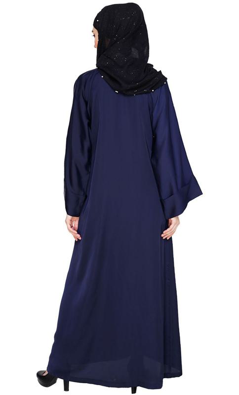 Exclusive Blue Applique Dubai Style Abaya (Made-To-Order)