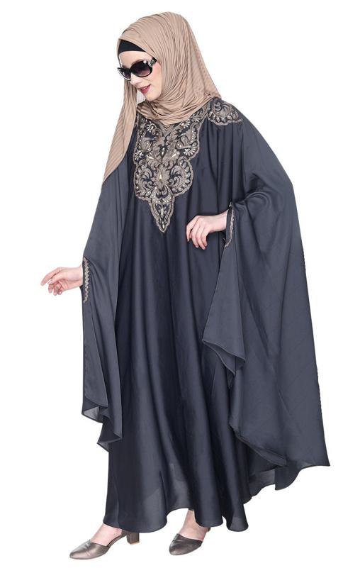 Extravagant Single Layered Dark Grey Luxury Kaftan