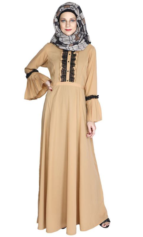 Fairy Frill Caramel Brown Abaya