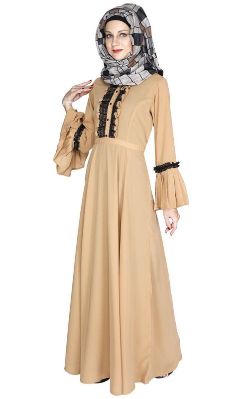 Fairy Frill Caramel Brown Abaya