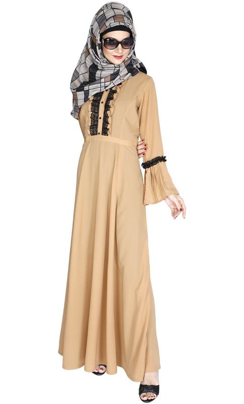 Fairy Frill Caramel Brown Abaya