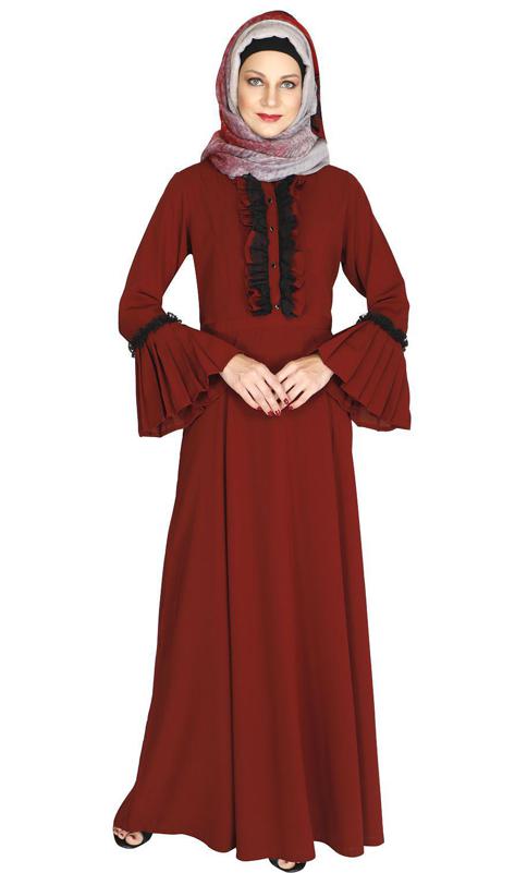Fairy Frill Wine Abaya