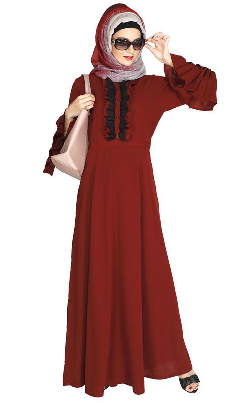 Fairy Frill Wine Abaya