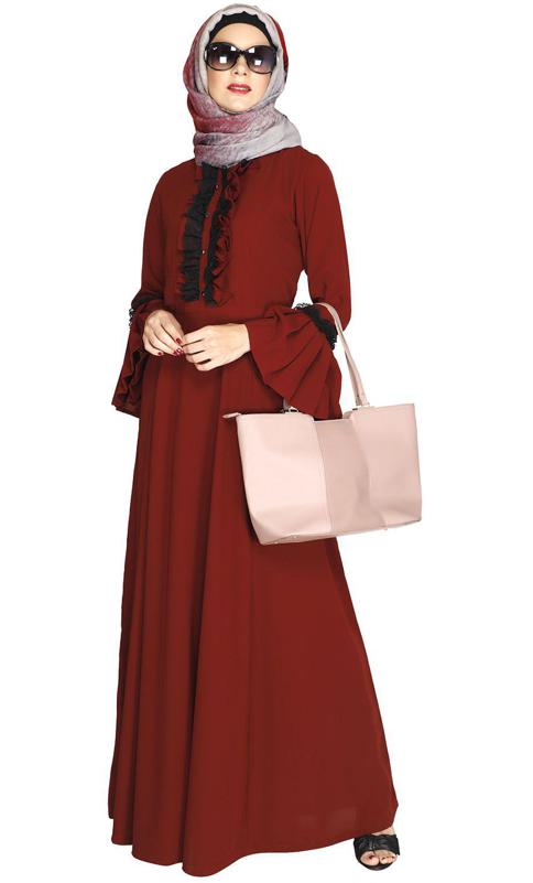 Fairy Frill Wine Abaya
