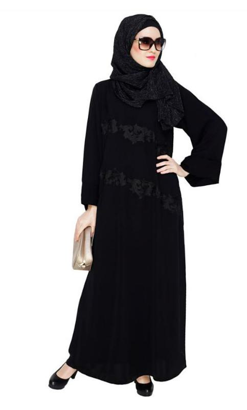 Fancy Black Embroidered Dubai Style Abaya