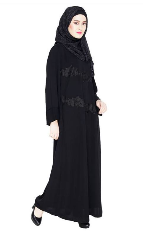 Fancy Black Embroidered Dubai Style Abaya