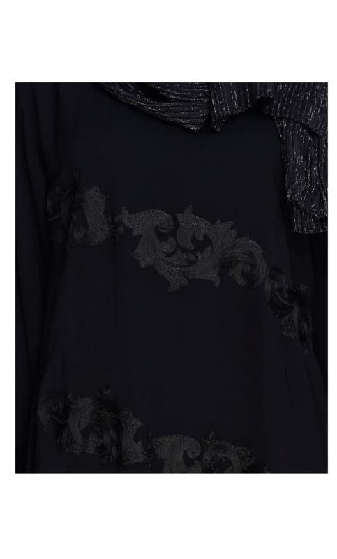 Fancy Black Embroidered Dubai Style Abaya