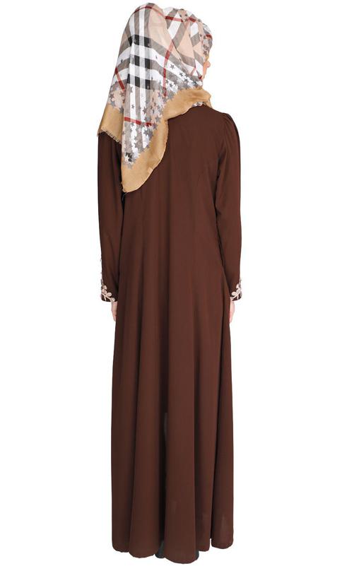 Feather Shot Coffee Brown Abaya (Made-To-Order)
