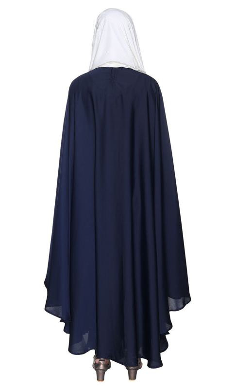 Festive Glittering Embroidered Kaftan In Blue (Made-To-Order)