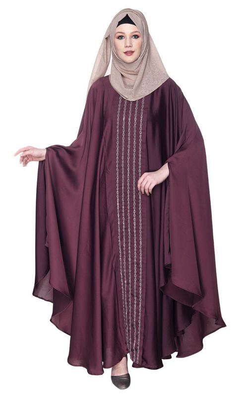 Festive Glittering Embroidered Kaftan In Imperial Purple (Made-To-Order)