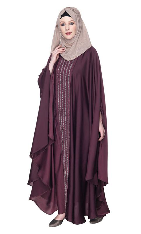 Festive Glittering Embroidered Kaftan In Imperial Purple (Made-To-Order)