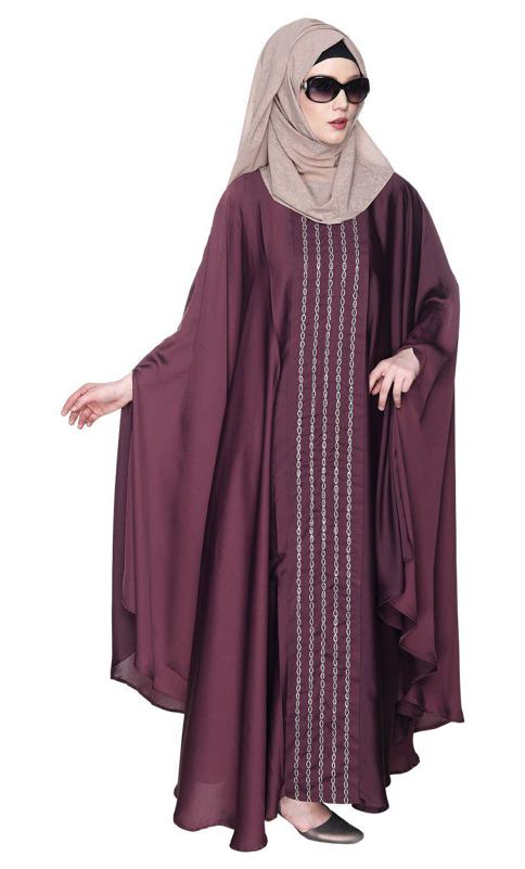 Festive Glittering Embroidered Kaftan In Imperial Purple (Made-To-Order)