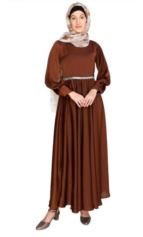 Flared Caramel Brown Maxi Dress