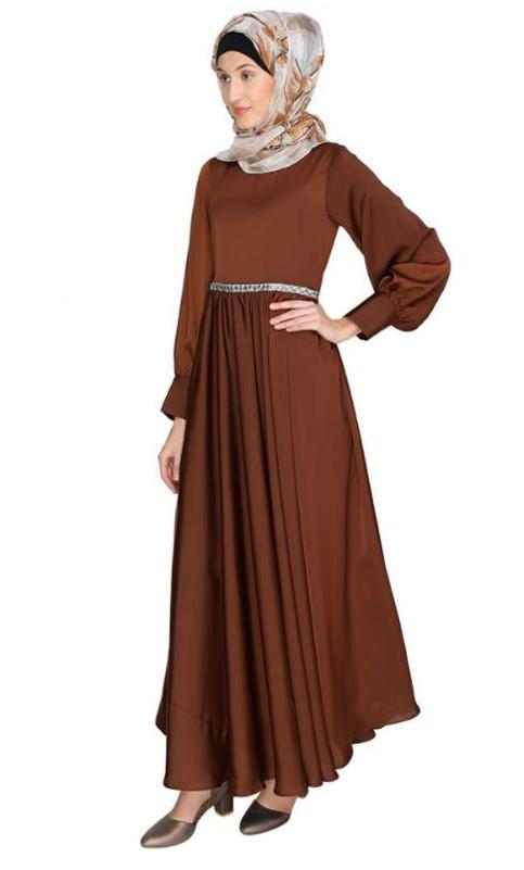 Flared Caramel Brown Maxi Dress