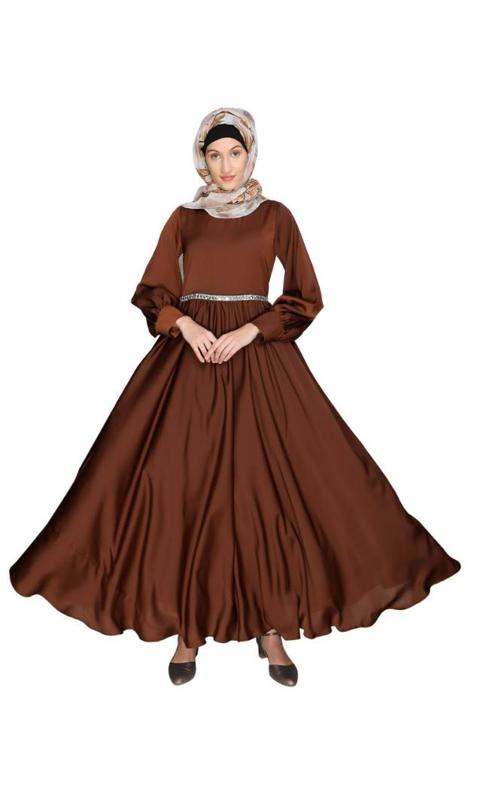 Flared Caramel Brown Maxi Dress