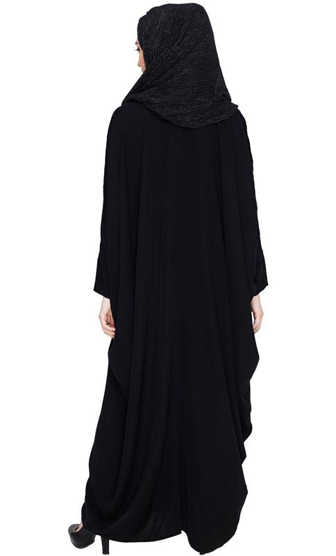 Floral Applique Black Kaftan (Made-To-Order)