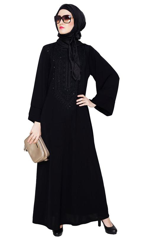 Floral Embellished Black Dubai Style Abaya (Made-To-Order)