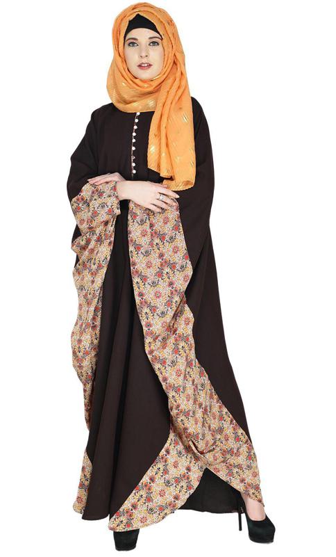 Floret Printed Dark Brown Kaftan