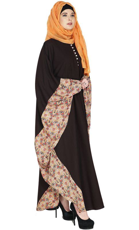 Floret Printed Dark Brown Kaftan