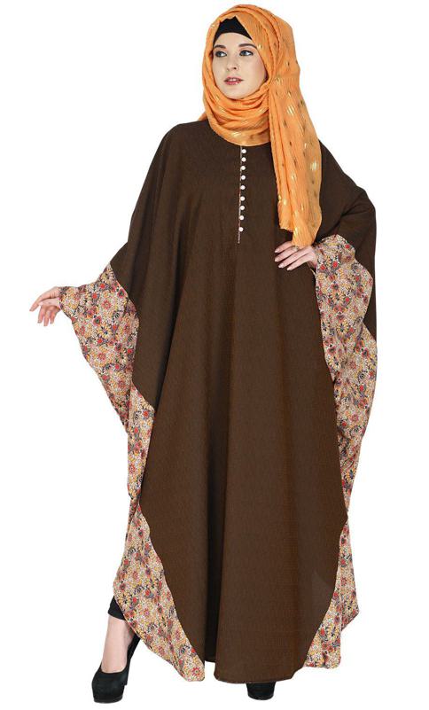 Floret Printed Mustard Brown Kaftan (Made-To-Order)