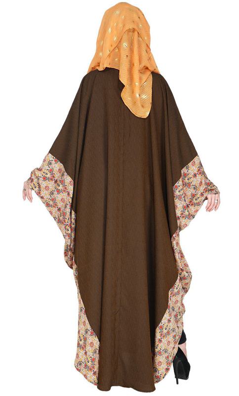 Floret Printed Mustard Brown Kaftan (Made-To-Order)