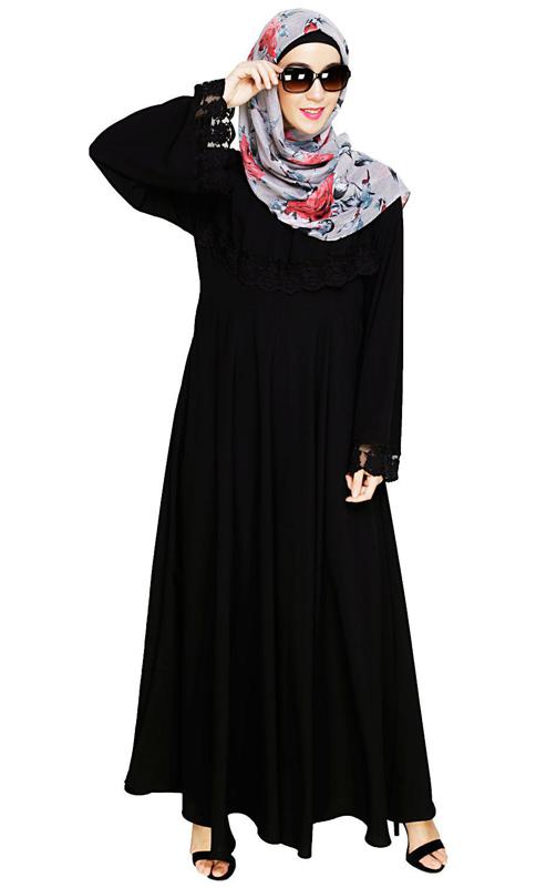 Flouncy Laced Black Abaya (Made-To-Order)