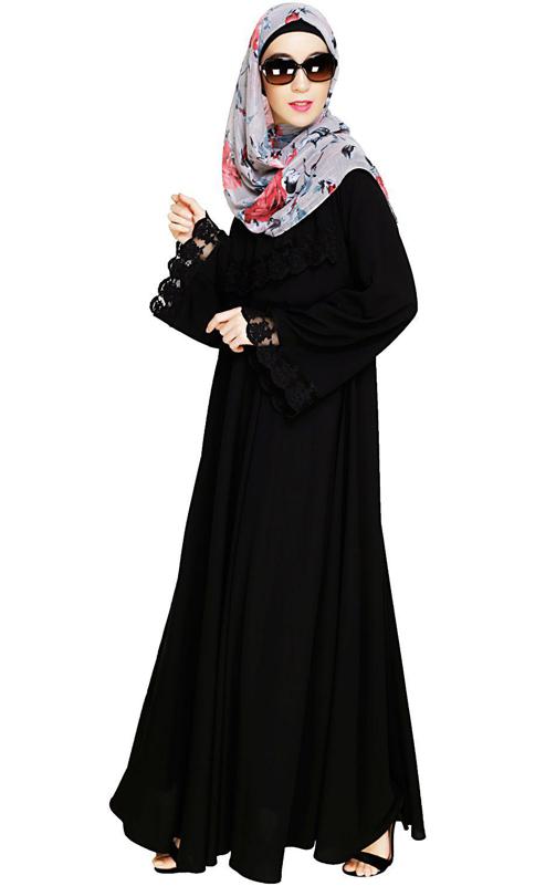 Flouncy Laced Black Abaya (Made-To-Order)
