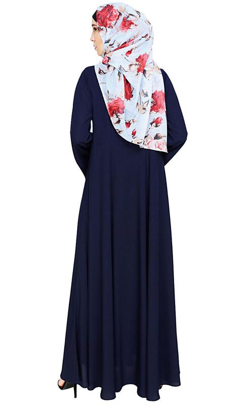 Flouncy Laced Blue Abaya (Made-To-Order)