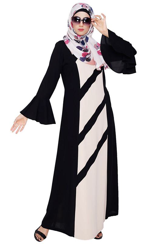 Flouncy Sleeve Black Dubai Style Abaya