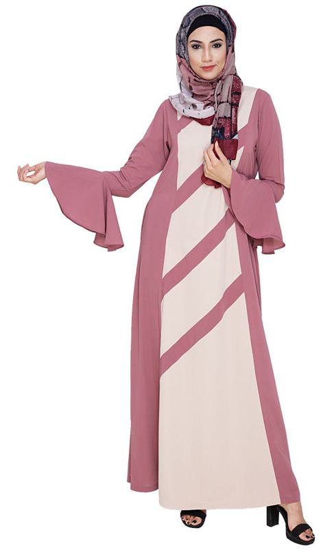 Flouncy Sleeve Onion Pink Dubai Style Abaya