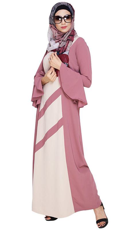 Flouncy Sleeve Onion Pink Dubai Style Abaya