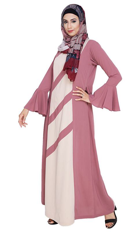 Flouncy Sleeve Onion Pink Dubai Style Abaya