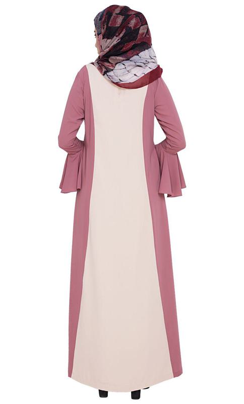 Flouncy Sleeve Onion Pink Dubai Style Abaya