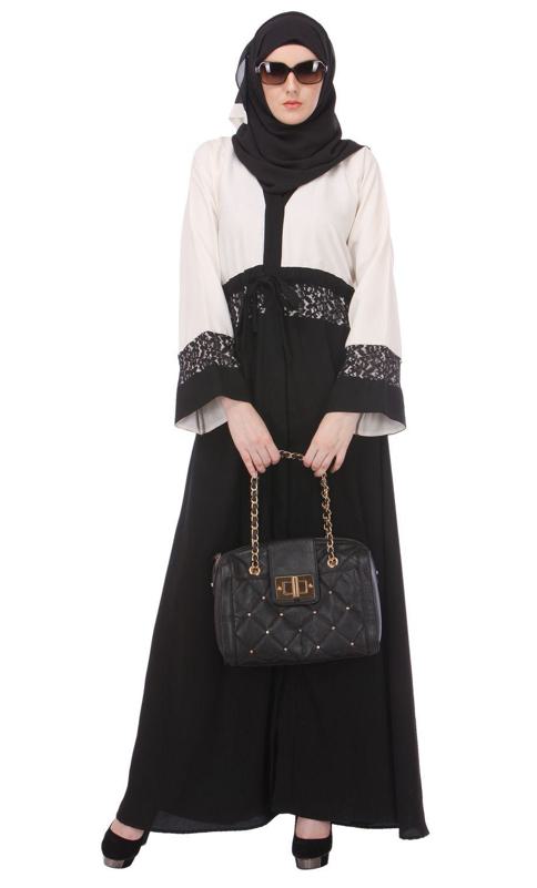 Formal Black White Abaya (Made-To-Order)