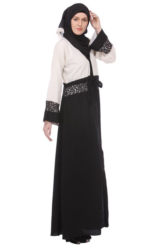 Formal Black White Abaya (Made-To-Order)