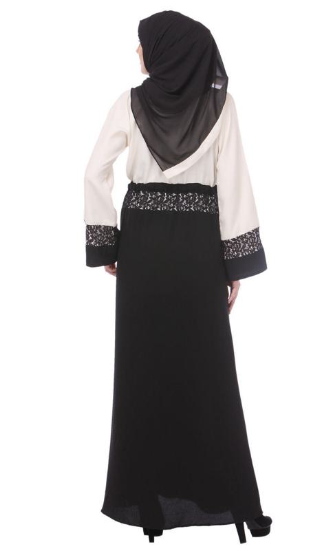 Formal Black White Abaya (Made-To-Order)
